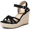 image:imagemikarka Espadrille Wedge Sandals for Women Braided Knot Ankle Strap Open Toe Platform Sandals378 Summer WedgesBlack Nubuck