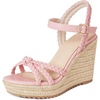 image:imagemikarka Espadrille Wedge Sandals for Women Braided Knot Ankle Strap Open Toe Platform Sandals378 Wedge HeelPink