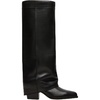 image:imagemikarka Knee High Boots Women Square Toe Fold Over Tall Boots for Women Wide Calf Chunky Heel Shark Boots Fashion Fall Thigh High BootsBlack
