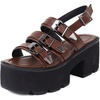 image:imagemikarka Open Toe Heeled Sandals for Women Ankle Strap with Cutout Chunky Heel Goth Platform Womens Sandals1brown