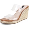 image:imagemikarka Slip On Wedge Sandals for Women Open Toe Espadrilles Platform Slides Dressy High Heel Beach Summer Sandal Comfortable Wedges Shoe MulesClear