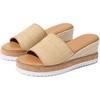 image:imagemikarka Slip On Wedge Sandals for Women Open Toe Resort Platform Sandals Comfortable Beach Sandals Slide Espadrilles Wedges Dressy Summer Sandals MulesBrown Raffia