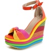 image:imagemikarka Wedge Sandals for Women Dressy Ankle Strap Colorful Heels Espadrille Platform Sandals Boho Open Toe Candies Shoes3orange