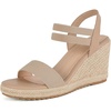 image:imagemikarka Wedges Sandals for Women  Elastic Strap Espadrilles Wedges Slip On Open Toe Platform Sandals for Dressy Casual Summer ShoesNude