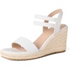 image:imagemikarka Wedges Sandals for Women  Elastic Strap Espadrilles Wedges Slip On Open Toe Platform Sandals for Dressy Casual Summer ShoesWhite