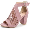 image:imagemikarka Womens Cutout Gladiator Chunky Heeled Sandals Open Toe Ankle StrapZipper Summer Sandals2pink