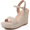 image:imagemikarka Womens Espadrille Wedge Sandals Ankle Strap Platform Open Toe Wedges  Stylish High Heel Dressy Summer Wedges for Women Inspired by EspadrillesNude Nubuck4 Summer Wedges
