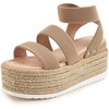 image:imagemikarka Womens Flatform Espadrille Platform Sandals Open Toe Ankle Strap Wedge sandals Casual Summer ShoesElastic StrapsTan