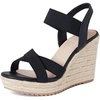 image:imagemikarka Womens Open Toe Espadrilles Wedge Sandal Slip On Elastic Ankle Strap Platform Sandals Dressy Comfortable Wedges ShoeBlack