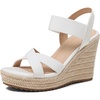 image:imagemikarka Womens Open Toe Espadrilles Wedge Sandal Slip On Elastic Ankle Strap Platform Sandals Dressy Comfortable Wedges ShoeWhite