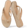 image:imagemikarka Womens Raffia FlipFlops Thong Style Platform Beach Sandals  Dressy amp Casual Low Wedge Vacation Slides for SummerKhaki RaffiaTan Raffia