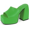 image:imagemikarka Womens SlipOn Platform Heeled Sandals Cute Squre Toe Chunky Block High Heel Dress Sandals Open Toe Slides Womens Party Shoes1green