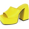 image:imagemikarka Womens SlipOn Platform Heeled Sandals Cute Squre Toe Chunky Block High Heel Dress Sandals Open Toe Slides Womens Party Shoes1yellow