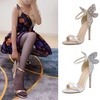 image:imagemikarka Back Bling Glitter Butterfly Stiletto Heels Sandals Open Toe High Heels Wedding PumpsSilver