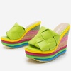 image:imagemikarka Colorful Espadrille Wedge Sandals for women Peep Toe Slip On Platform Slides Sandals Summer Beach Stacked High HeelsEspadrille2green