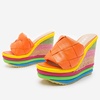 image:imagemikarka Colorful Espadrille Wedge Sandals for women Peep Toe Slip On Platform Slides Sandals Summer Beach Stacked High HeelsEspadrille2orange