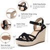 image:imagemikarka Espadrille Wedge Sandals for Women Braided Knot Ankle Strap Open Toe Platform Sandals378 Summer WedgesBlack Nubuck