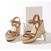 image:imagemikarka Espadrille Wedge Sandals for Women Braided Knot Ankle Strap Open Toe Platform Sandals378 Summer WedgesBrown Nubuck