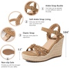 image:imagemikarka Espadrille Wedge Sandals for Women Braided Knot Ankle Strap Open Toe Platform Sandals378 Summer WedgesBrown Nubuck