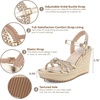 image:imagemikarka Espadrille Wedge Sandals for Women Braided Knot Ankle Strap Open Toe Platform Sandals378 Summer WedgesGold