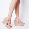 image:imagemikarka Espadrille Wedge Sandals for Women Braided Knot Ankle Strap Open Toe Platform Sandals378 Wedge HeelPink