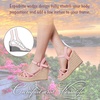 image:imagemikarka Espadrille Wedge Sandals for Women Braided Knot Ankle Strap Open Toe Platform Sandals378 Wedge HeelPink