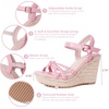 image:imagemikarka Espadrille Wedge Sandals for Women Braided Knot Ankle Strap Open Toe Platform Sandals378 Wedge HeelPink