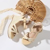 image:imagemikarka Espadrille Wedge Sandals for Women Braided Knot Ankle Strap Open Toe Platform SandalsNatural Raffia