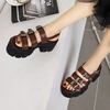 image:imagemikarka Open Toe Heeled Sandals for Women Ankle Strap with Cutout Chunky Heel Goth Platform Womens Sandals1brown