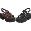 image:imagemikarka Open Toe Heeled Sandals for Women Ankle Strap with Cutout Chunky Heel Goth Platform Womens Sandals1brown