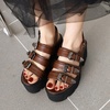 image:imagemikarka Open Toe Heeled Sandals for Women Ankle Strap with Cutout Chunky Heel Goth Platform Womens Sandals1brown