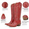 image:imagemikarka Red Cowboy Boots for Women Red Cowgirl Boots Western Knee High Cowboy Boots Women Botas Vaqueras Para Mujer Rodeo Outfits Size 8