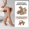 image:imagemikarka Sandals for Women 2026 Comfortable Wedge Platform Sandals Women  Braided Espadrilles for Women Ankle Strap Open Toe Wedges Heels Beach Sandals Summer Shoes394 Wedge HeelBrown Nubuck
