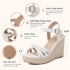 image:imagemikarka Sandals for Women 2026 Comfortable Wedge Platform Sandals Women  Braided Espadrilles for Women Ankle Strap Open Toe Wedges Heels Beach Sandals Summer Shoes394 Wedge HeelWhite Pu