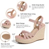 image:imagemikarka Sandals for Women 2026 Comfortable Wedge Platform Sandals Women  Braided Espadrilles for Women Ankle Strap Open Toe Wedges Heels Beach Sandals Summer Shoes394 Wedge HeelPink Denim