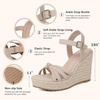 image:imagemikarka Sandals for Women 2026 Comfortable Wedge Platform Sandals Women  Braided Espadrilles for Women Ankle Strap Open Toe Wedges Heels Beach Sandals Summer Shoes394 Wedge HeelNude Nubuck
