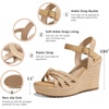 image:imagemikarka Sandals for Women 2026 Comfortable Wedge Platform Sandals Women  Braided Espadrilles for Women Ankle Strap Open Toe Wedges Heels Beach Sandals Summer Shoes394 Wedge HeelLight Brown