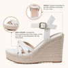 image:imagemikarka Sandals for Women 2026 Comfortable Wedge Platform Sandals Women  Braided Espadrilles for Women Ankle Strap Open Toe Wedges Heels Beach Sandals Summer Shoes394 Wedge HeelWhite Pu