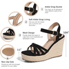 image:imagemikarka Sandals for Women 2026 Comfortable Wedge Platform Sandals Women  Braided Espadrilles for Women Ankle Strap Open Toe Wedges Heels Beach Sandals Summer Shoes394 Wedge HeelBlack Nubuck