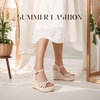 image:imagemikarka Sandals for Women 2026 Comfortable Wedge Platform Sandals Women  Braided Espadrilles for Women Ankle Strap Open Toe Wedges Heels Beach Sandals Summer Shoes394 Wedge HeelNude Nubuck