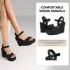 image:imagemikarka Sandals for Women 2026 Comfortable Wedge Platform Sandals Women  Braided Espadrilles for Women Ankle Strap Open Toe Wedges Heels Beach Sandals Summer Shoes3662black