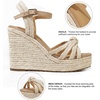 image:imagemikarka Sandals for Women 2026 Comfortable Wedge Platform Sandals Women  Braided Espadrilles for Women Ankle Strap Open Toe Wedges Heels Beach Sandals Summer ShoesBeige