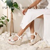 image:imagemikarka Sandals for Women 2026 Comfortable Wedge Platform Sandals Women  Braided Espadrilles for Women Ankle Strap Open Toe Wedges Heels Beach Sandals Summer Shoes394 Wedge HeelWhite Pu