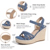 image:imagemikarka Sandals for Women 2026 Comfortable Wedge Platform Sandals Women  Braided Espadrilles for Women Ankle Strap Open Toe Wedges Heels Beach Sandals Summer Shoes394 Wedge HeelBlue Denim