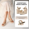 image:imagemikarka Sandals for Women 2026 Comfortable Wedge Platform Sandals Women  Braided Espadrilles for Women Ankle Strap Open Toe Wedges Heels Beach Sandals Summer Shoes394 Wedge HeelGold Metallic