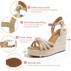 image:imagemikarka Sandals for Women 2026 Comfortable Wedge Platform Sandals Women  Braided Espadrilles for Women Ankle Strap Open Toe Wedges Heels Beach Sandals Summer ShoesBeige