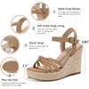 image:imagemikarka Sandals for Women 2026 Comfortable Wedge Platform Sandals Women  Braided Espadrilles for Women Ankle Strap Open Toe Wedges Heels Beach Sandals Summer Shoes394 Wedge HeelBrown Nubuck
