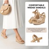 image:imagemikarka Sandals for Women 2026 Comfortable Wedge Platform Sandals Women  Braided Espadrilles for Women Ankle Strap Open Toe Wedges Heels Beach Sandals Summer Shoes394 Wedge HeelLight Brown