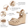 image:imagemikarka Sandals for Women 2026 Comfortable Wedge Platform Sandals Women  Braided Espadrilles for Women Ankle Strap Open Toe Wedges Heels Beach Sandals Summer Shoes394 Wedge HeelNatural Raffia