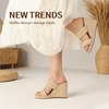 image:imagemikarka Slip On Wedge Sandals for Women Open Toe Espadrilles Platform Slides Dressy High Heel Beach Summer Sandal Comfortable Wedges Shoe Mules